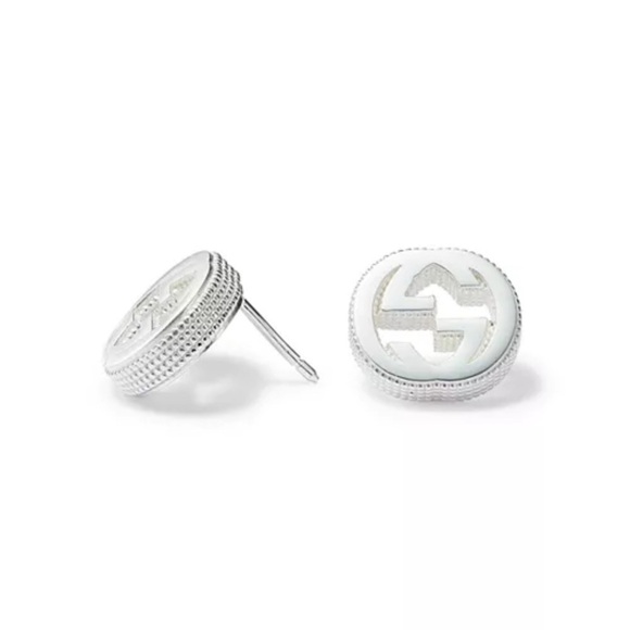 Gucci Unisex Interlocking G Logo Silver Earrings - Picture 7 of 8